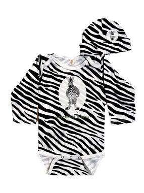 New, no tag Laughing Giraffe adorable Zebra print baby cotton bodysuit/hat set